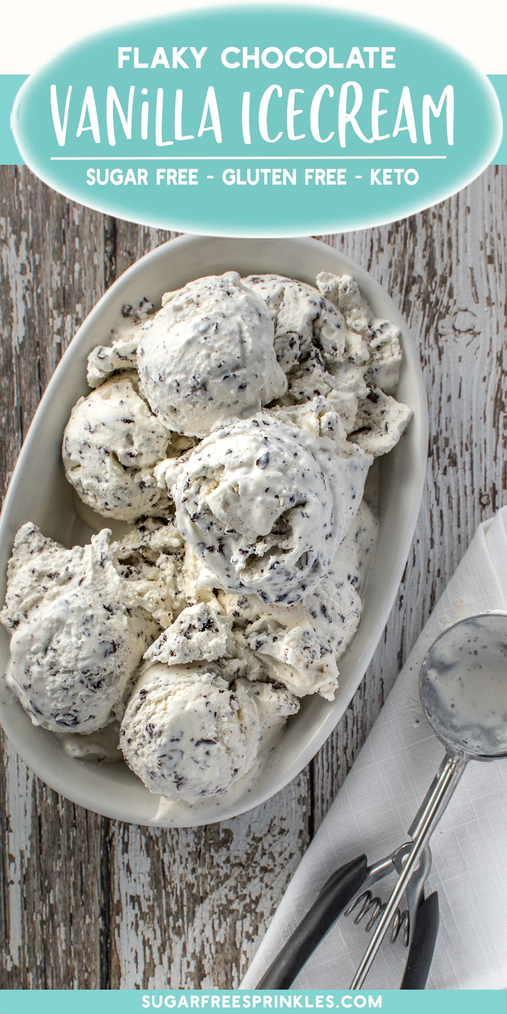 Homemade No Sugar Added Ice Cream with Shaved Chocolate