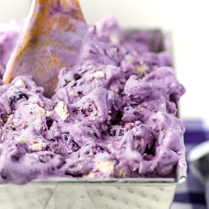 Blueberry Cheesecake Ice Cream with Real Bits of Cheesecake! (Low Carb and Sugar-Free)