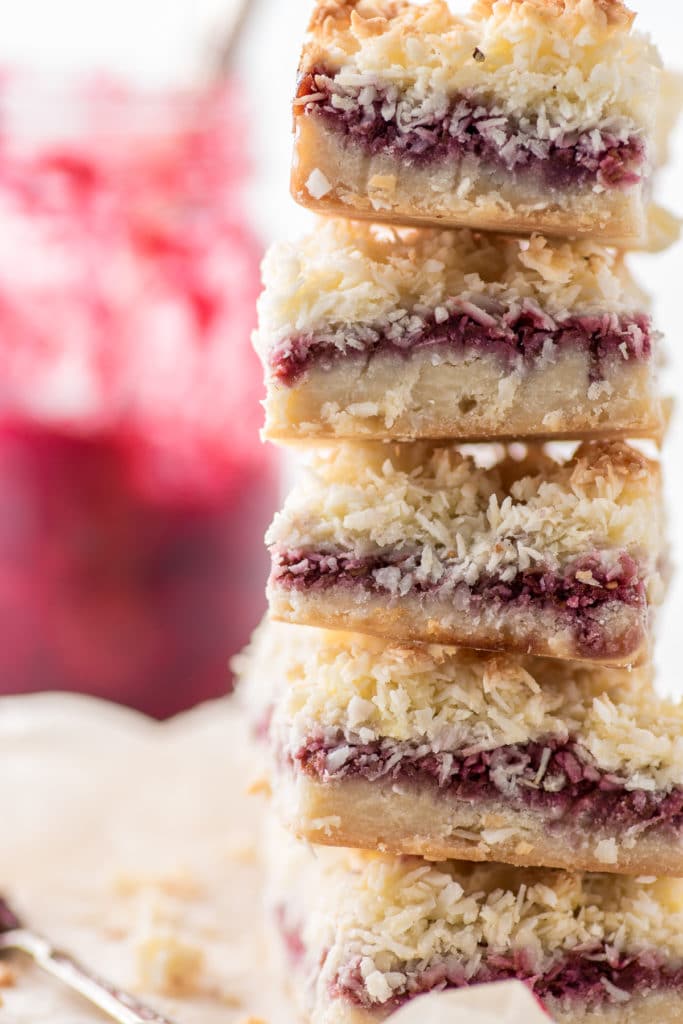 Gluten Free Raspberry Coconut Slice Bars (Low Carb and Keto Friendly!)