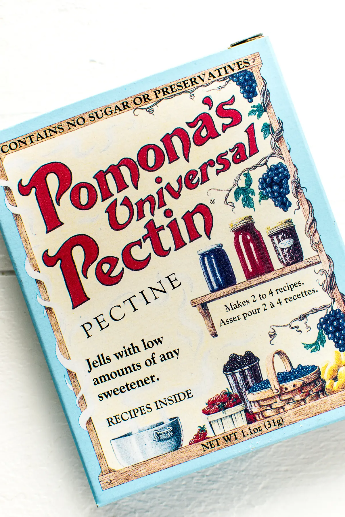 A box of Pomona's Universal Pectin on a white background