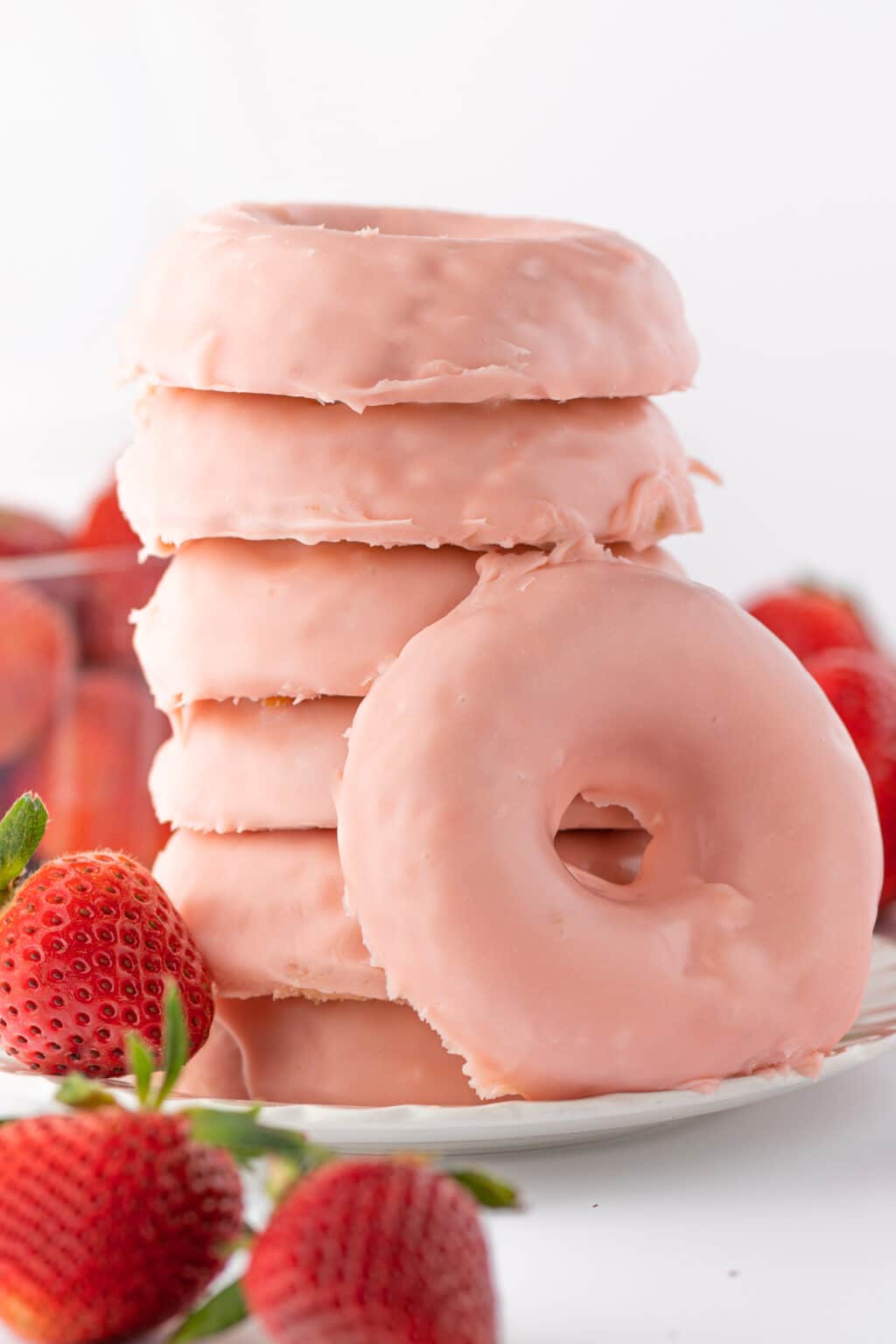 Keto Strawberry Donuts With White Chocolate Strawberry Glaze